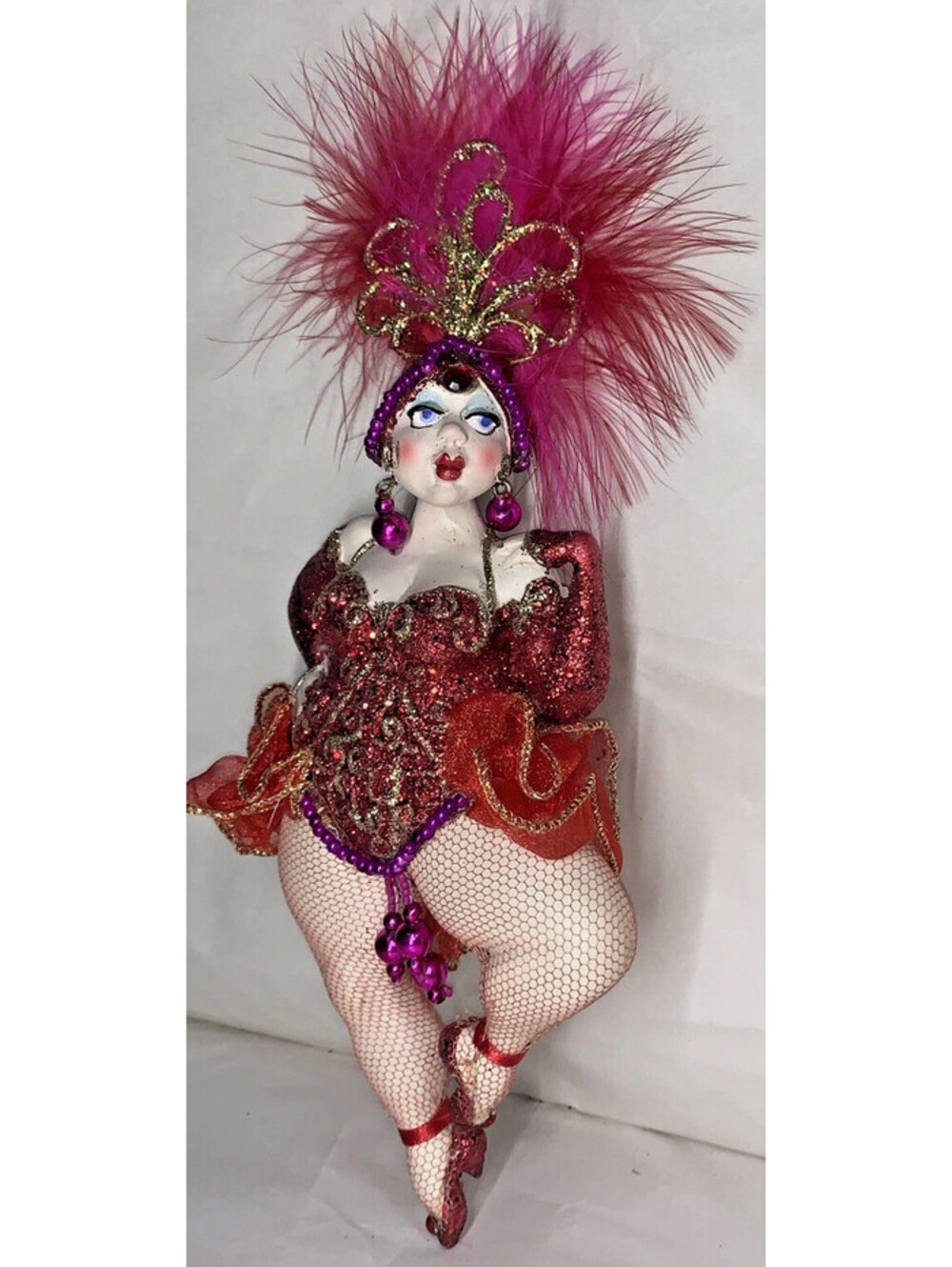 Kurt Adler VAN CRAIG presents VANTASTIKS Roaring 20's Dancer 8" Ornament RED (C)